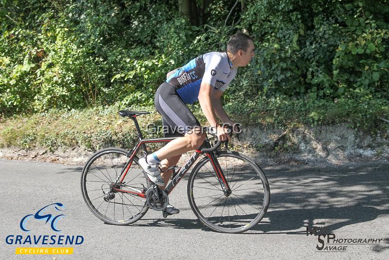 20180902-0144.jpg - Bigfoot CC Rider James Hawkin at GCC Hill Climb 02-September-2018.  Exedown Hill, Kent.